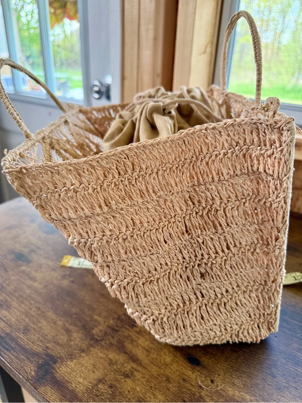House of Harlow 1960 Beige Macramé Satchel - Picture 2 of 11